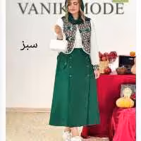 سه تیکه جلیقه مازاراتی شومیز داکرون و دامن کرپ اسکاچی باکیفیت خاتون