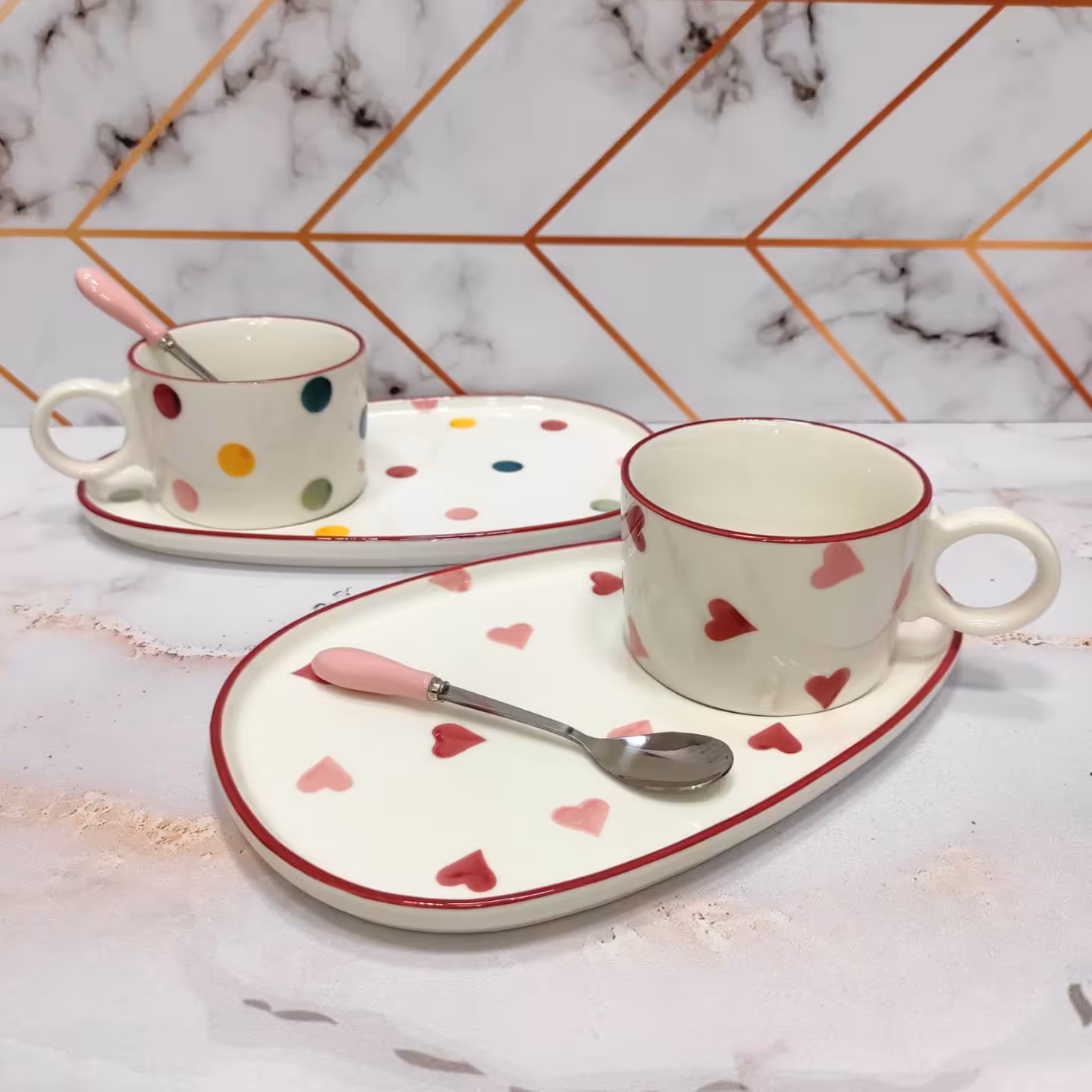 ماگ و بیسکوئیت خوری سرامیکی + قاشق