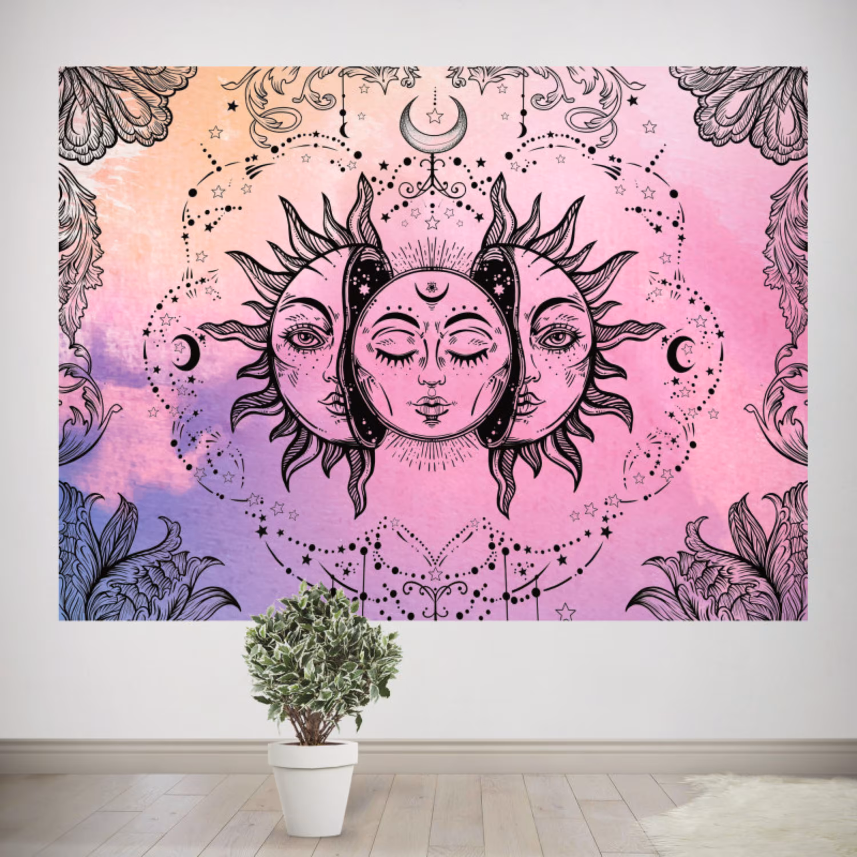 پوستر پارچه ای طرح تپستری ماه و خورشید کد 018