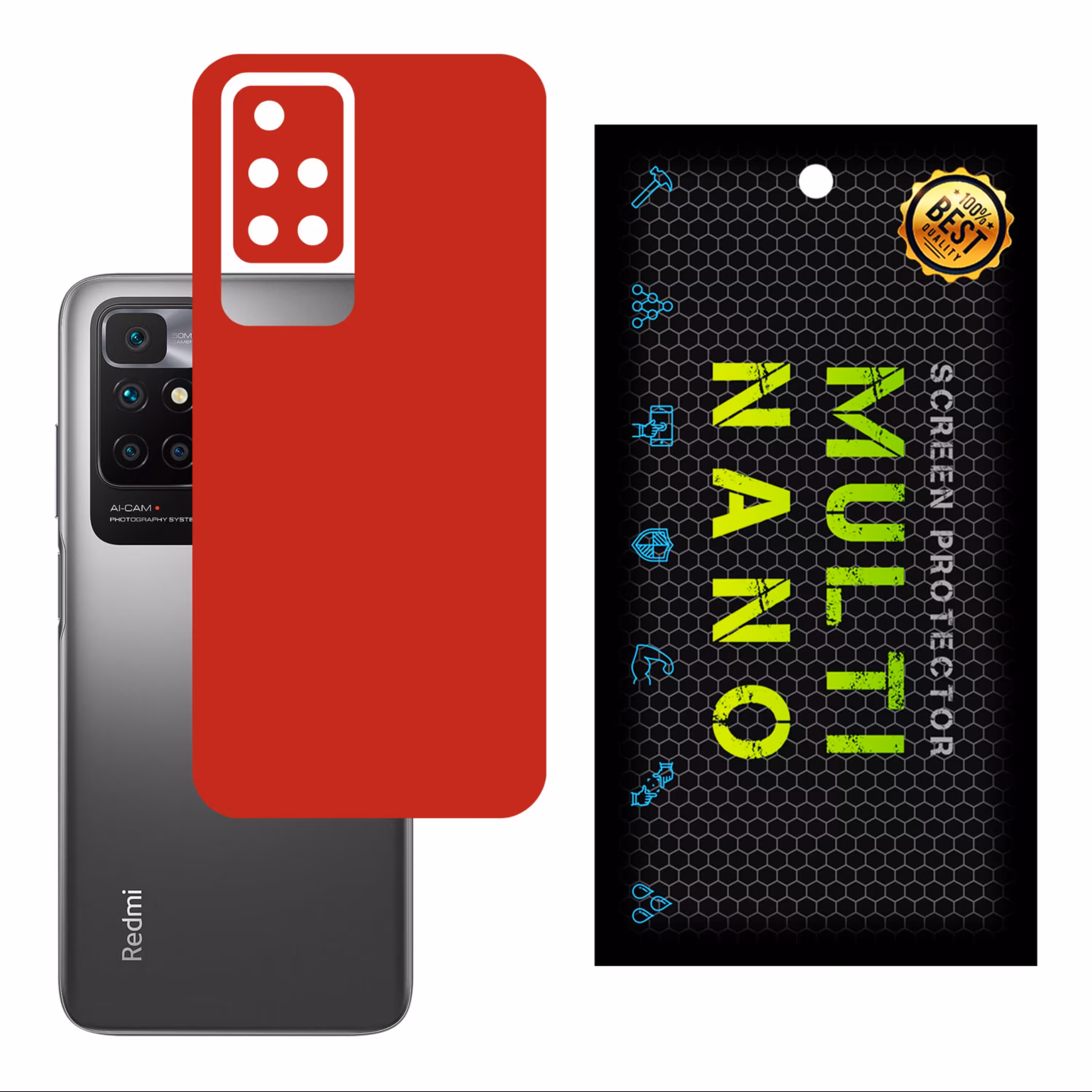 برچسب پوششی MultiNano مدل X-F1M-Red برای پشت موبایل شیامی  Redmi  10 