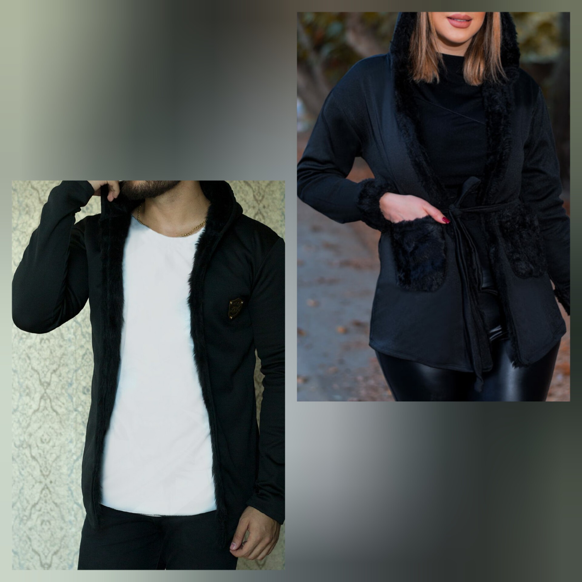 ست هودی دونفره مردانه و زنانه رنگ مشکی