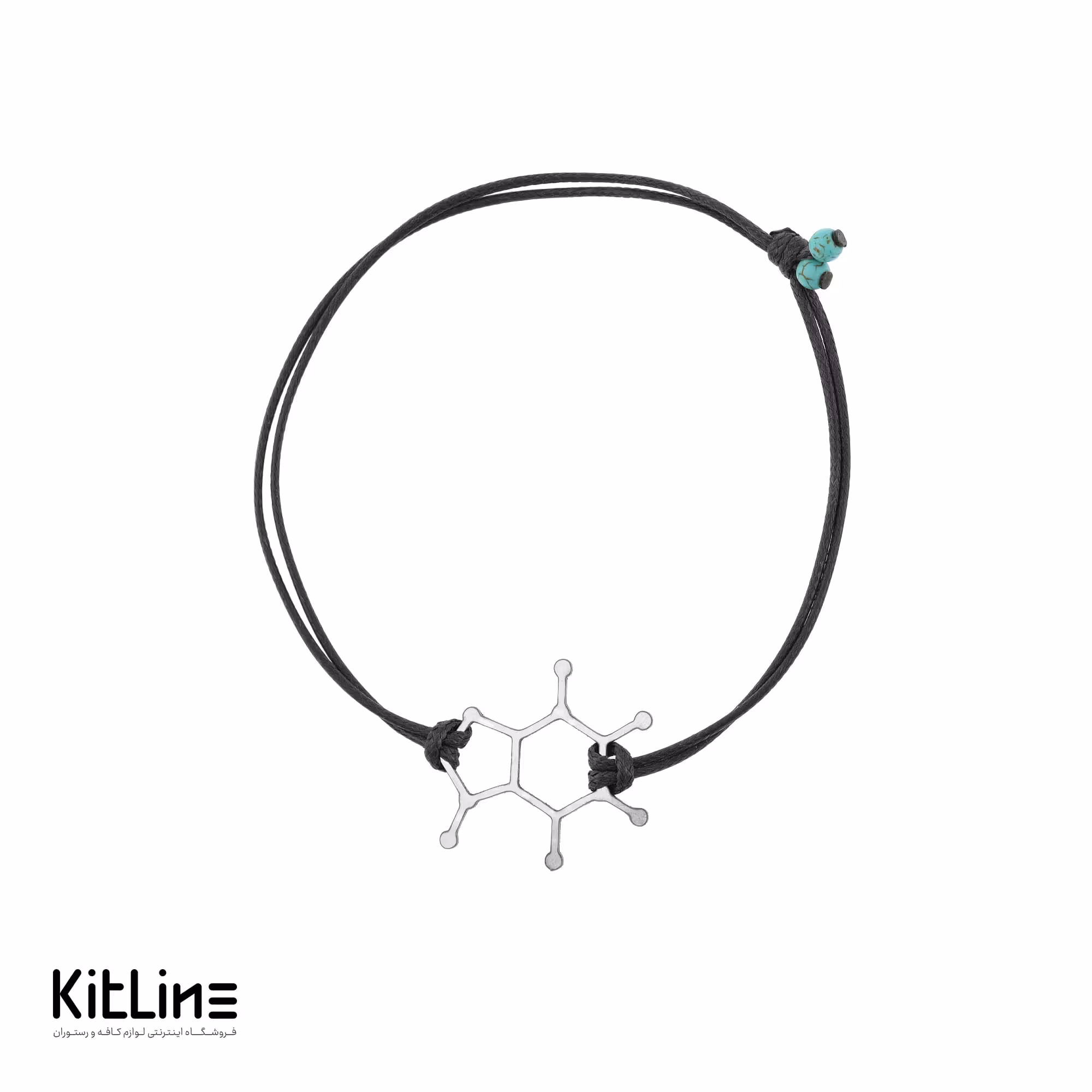 دستبند بند چرمی با پلاک استیل طرح فرمول کافئين