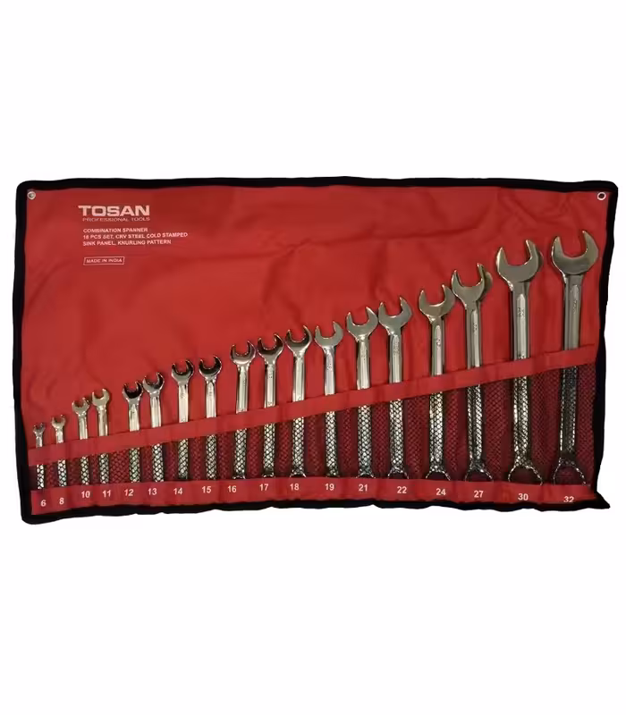 ست 18 عددی آچار یک سر تخت یک سر رینگ توسن مدل TI101-S18