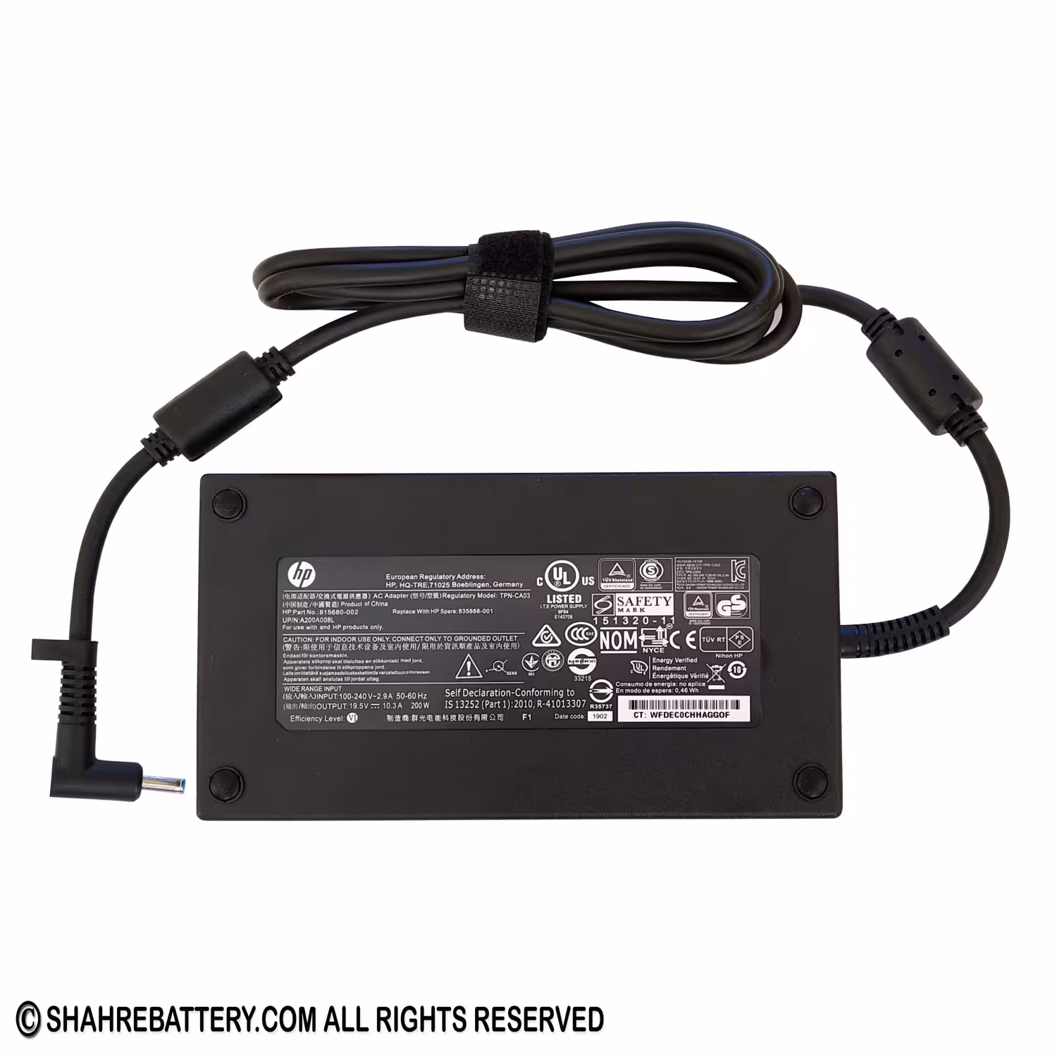 شارژر اورجینال لپ تاپ اچ پی HP 19.5V 10.3A – سر 3.0 * 4.5