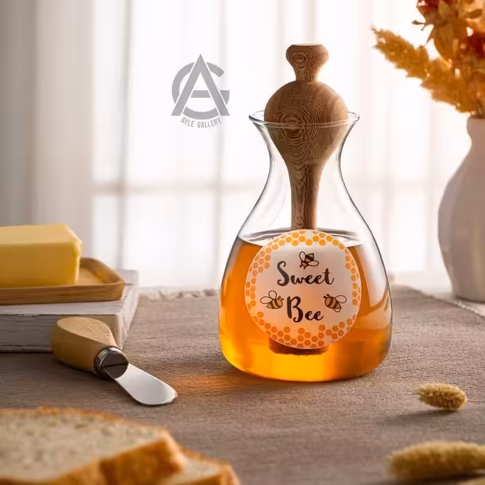 عسل خوری زیبا با کیفیت نامبروان شیک ایلی  و همراه با قاشق چوبی 