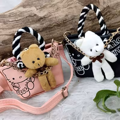 مینی بگ دخترانه عروسکی مدل خرسی کوچک