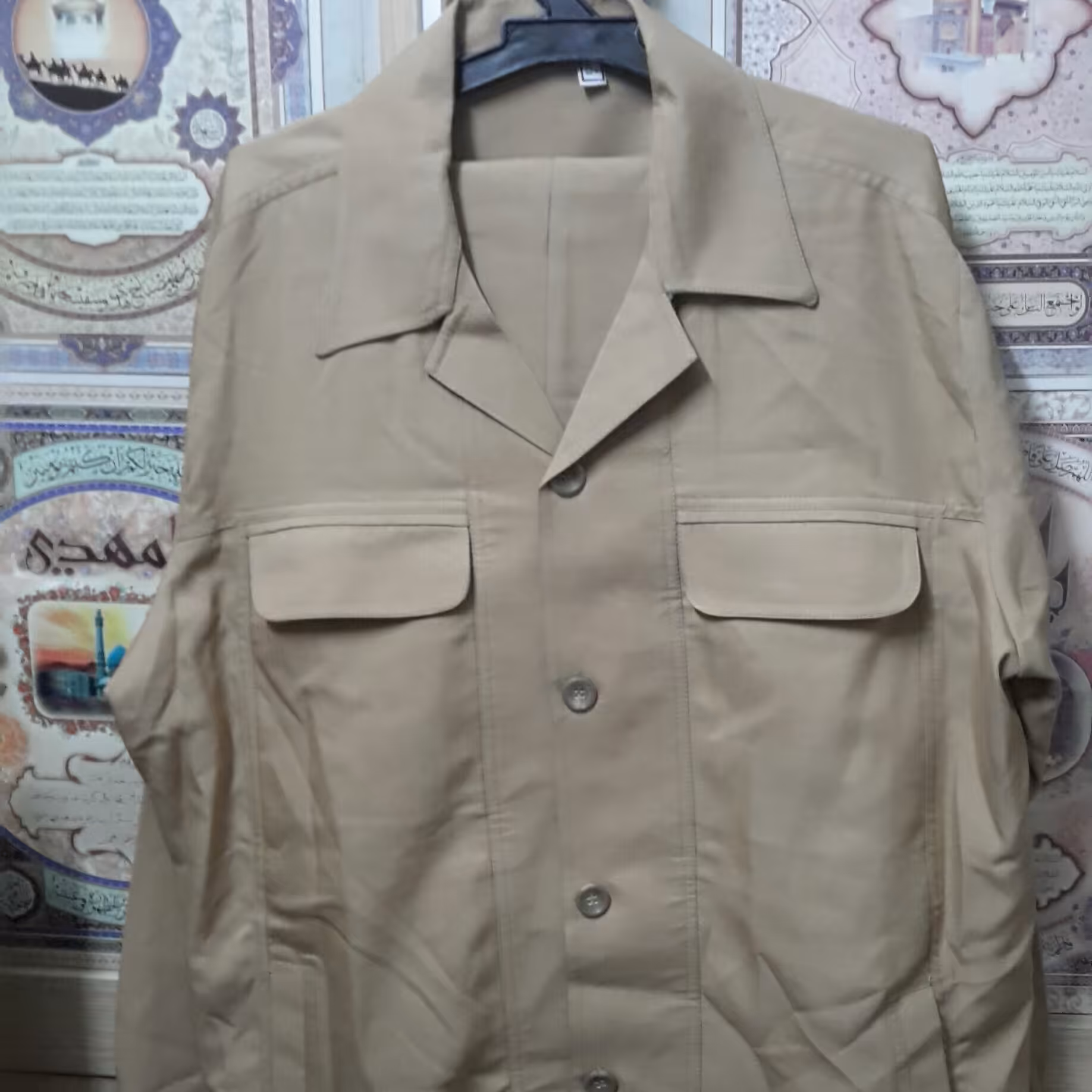 کت وشلوار لبنانی کرم رنگ سایز 50 مردانه 4 جیب