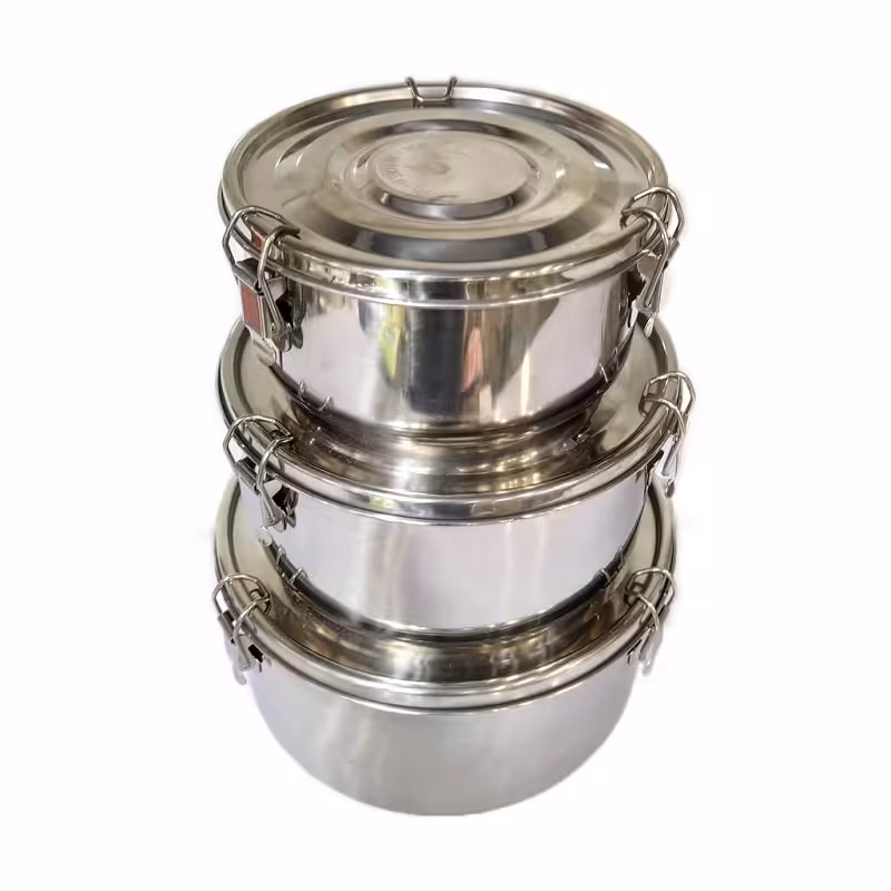 ظرف غذا استیل قفل دار 3 سایز گرد یونیک unique