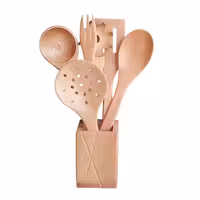 ست کفگیر ملاقه چوبی 7 پارچه مدل چوبلمه