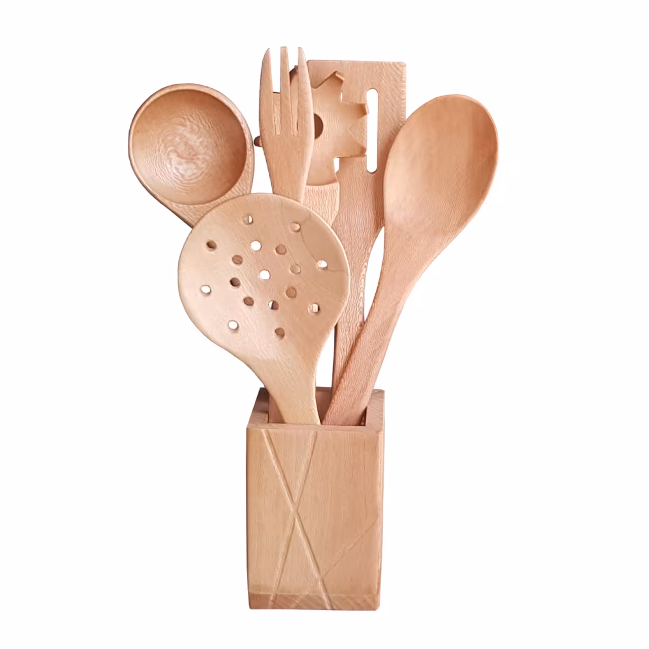 ست کفگیر ملاقه چوبی 7 پارچه مدل چوبلمه