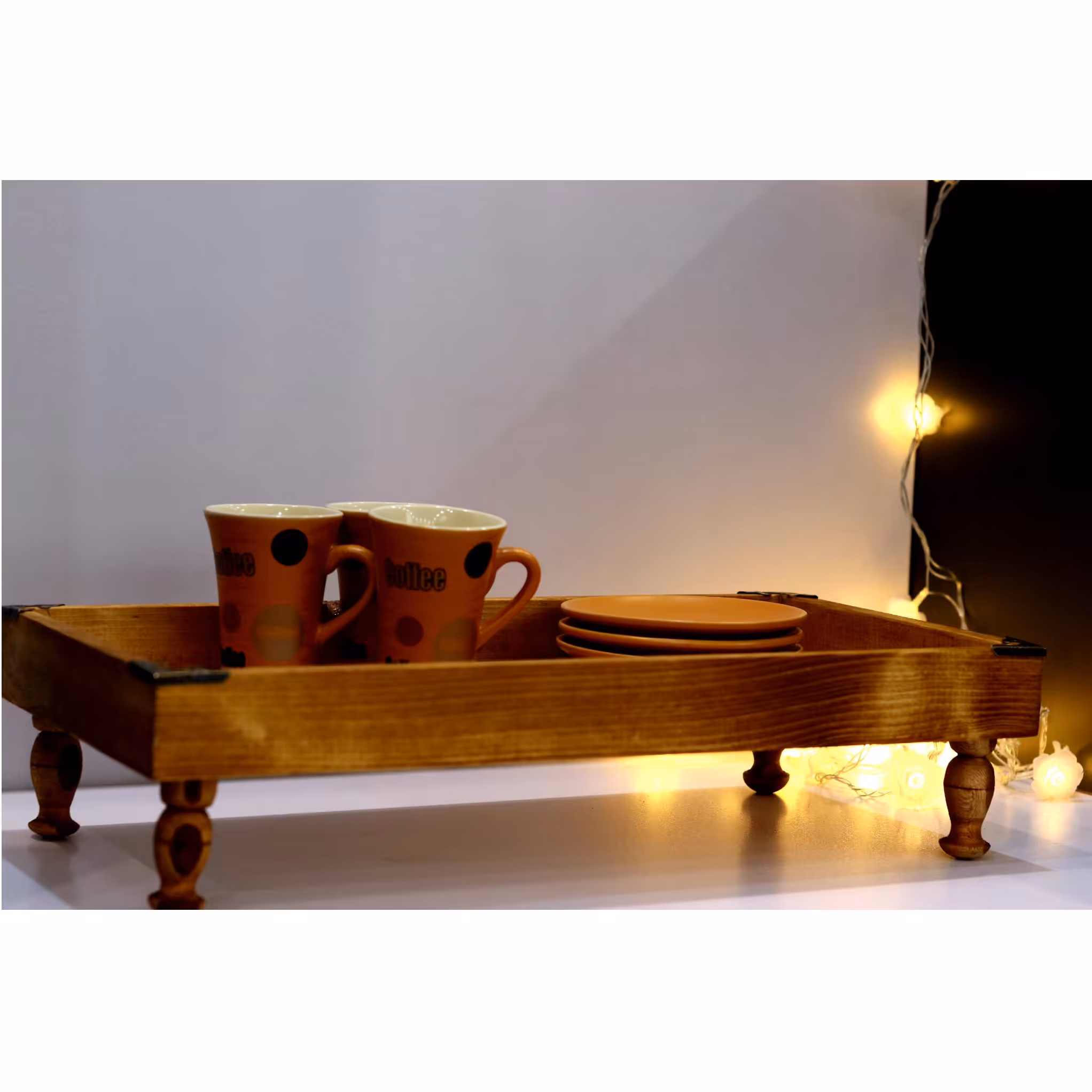 سینی چوبی پایه دار  شلف و دکوری چوبی