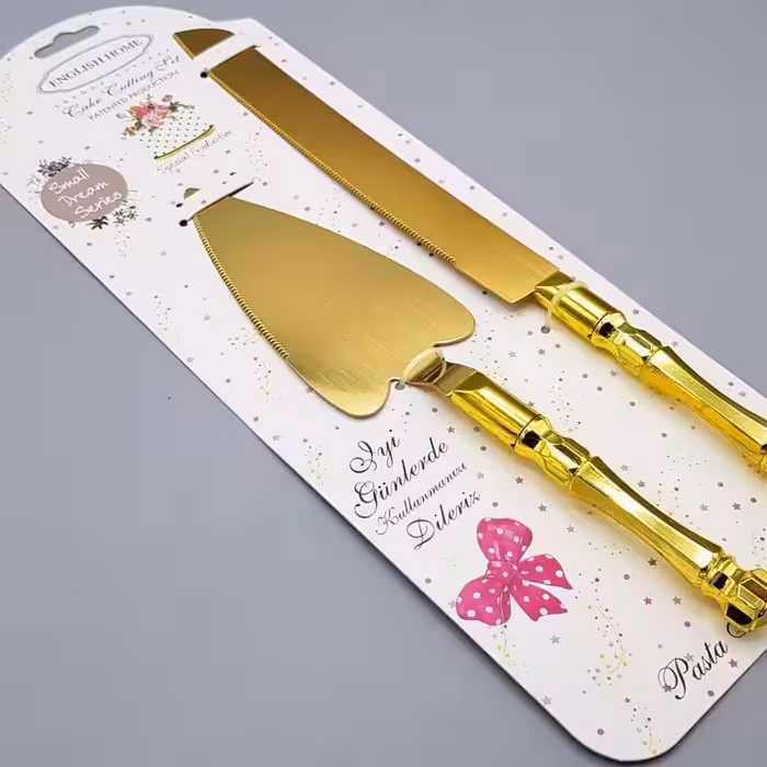 ست کارد و کفگیر طلایی کیک انگلیش  هوم کفگیر کیک بر برای پذیرایی