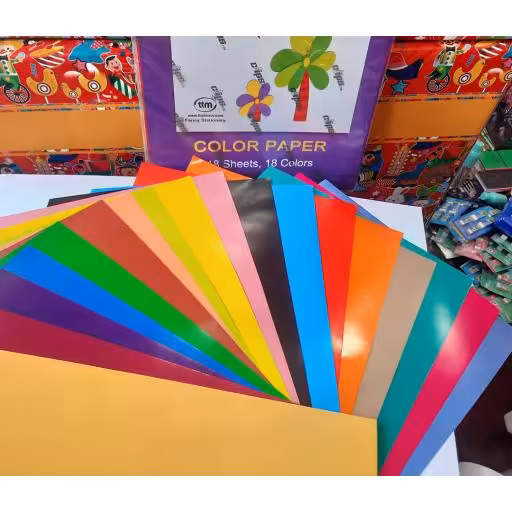 کاغذ رنگی 18 رنگ به همرا پوشه
