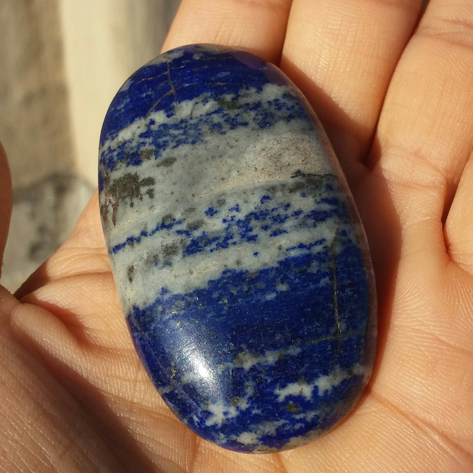 تامبلر سنگ لاجورد افغان طبیعی پیریت طلایی تمام پولیش کد 9946