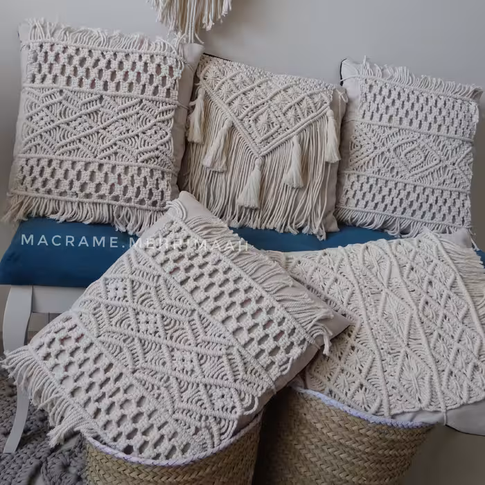 کاور  مکرومه بدون کوسن فقط بافت 