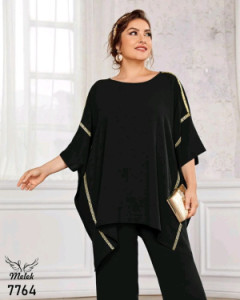 پانچو زنانه جودون کشی یقه گرد آستین سه ربع