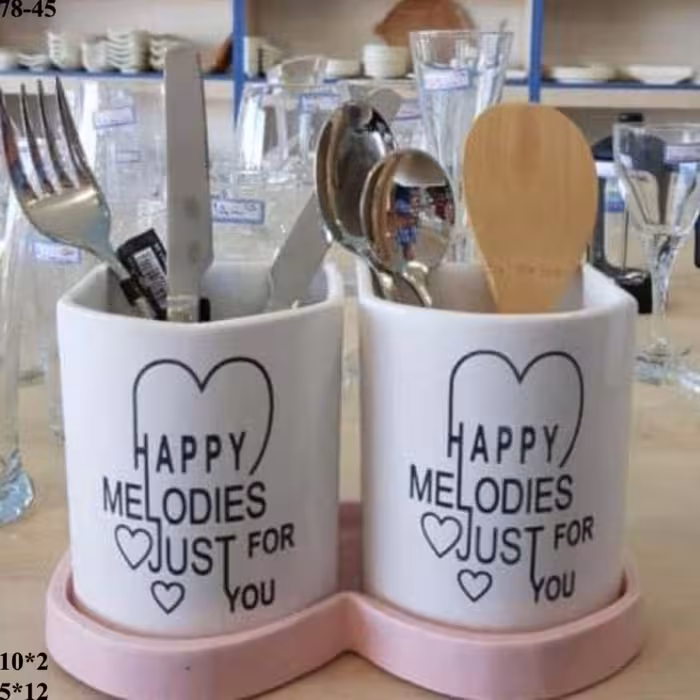 زیر قاشق چنگالی دوقلو سرامیکی(به توضیحات توجه کنید)