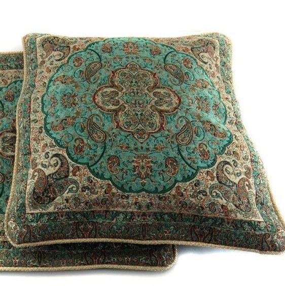 کاور کوسن ترمه سبز طرح شاه عباسی سایز 35x35