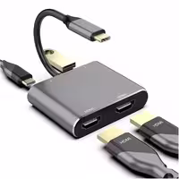 مبدل USB-C به HDMI اونتن مدل Onten 4 in 1 USB-C / Type-C to Dual HDMI   USB 3.0 4K HD Video Converter ONT-9175K