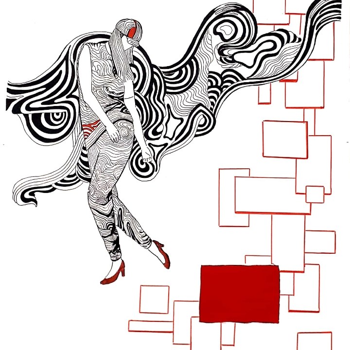 نقاشی رقصان در امواج