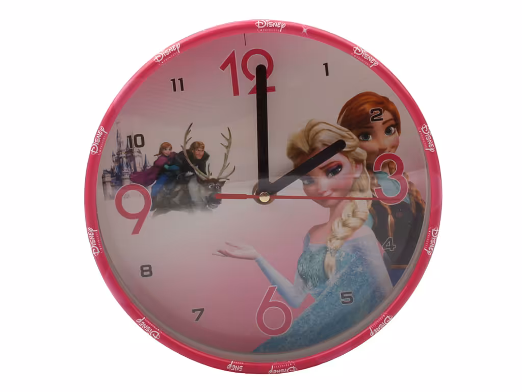 ساعت دیواری آرام گرد دخترانه طرح فروزن (سایز کوچک)