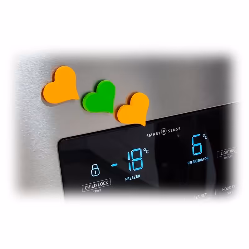 مگنت یخچال قلب عاشقانه نارنجی و سبز 3عددی خمیری دست ساز MK211