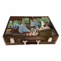 جعبه چوبی مدل چمدان بزرگ طرح عصرانه انگلیسی2