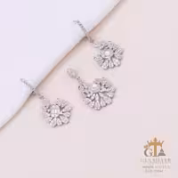 نیم ست نقره مدل برگ طرح امرالدکات جدید کد 16641