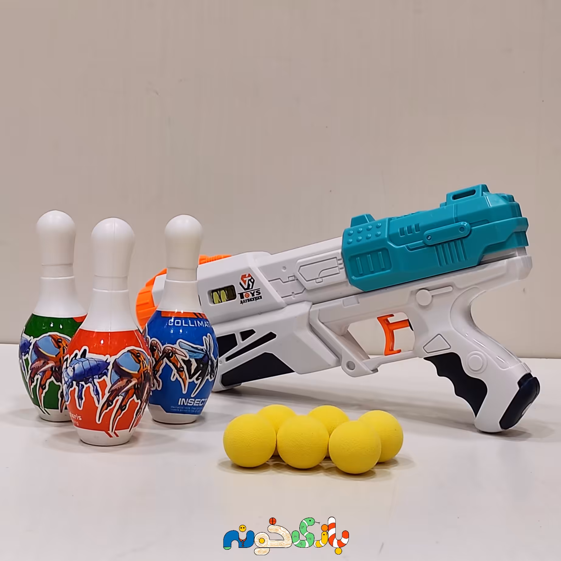 اسباب بازی تفنگ دو حالته آب پاش و توپ پران سایز متوسط 