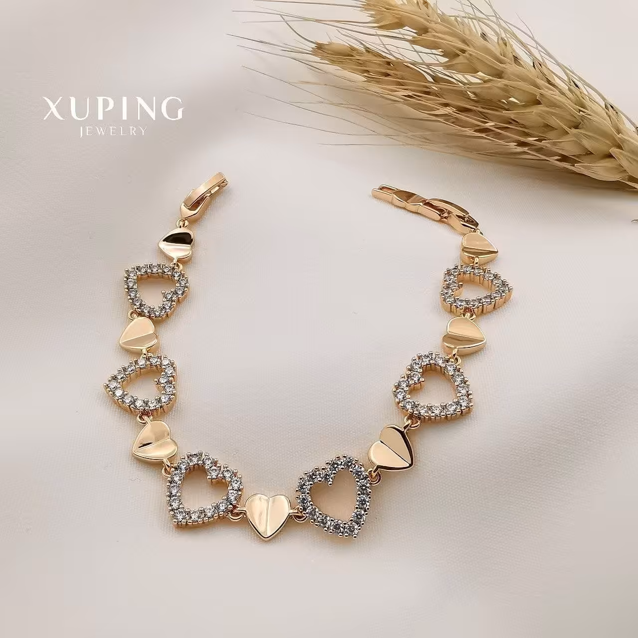 دستبند قلبی نگین دار ژوپینگ