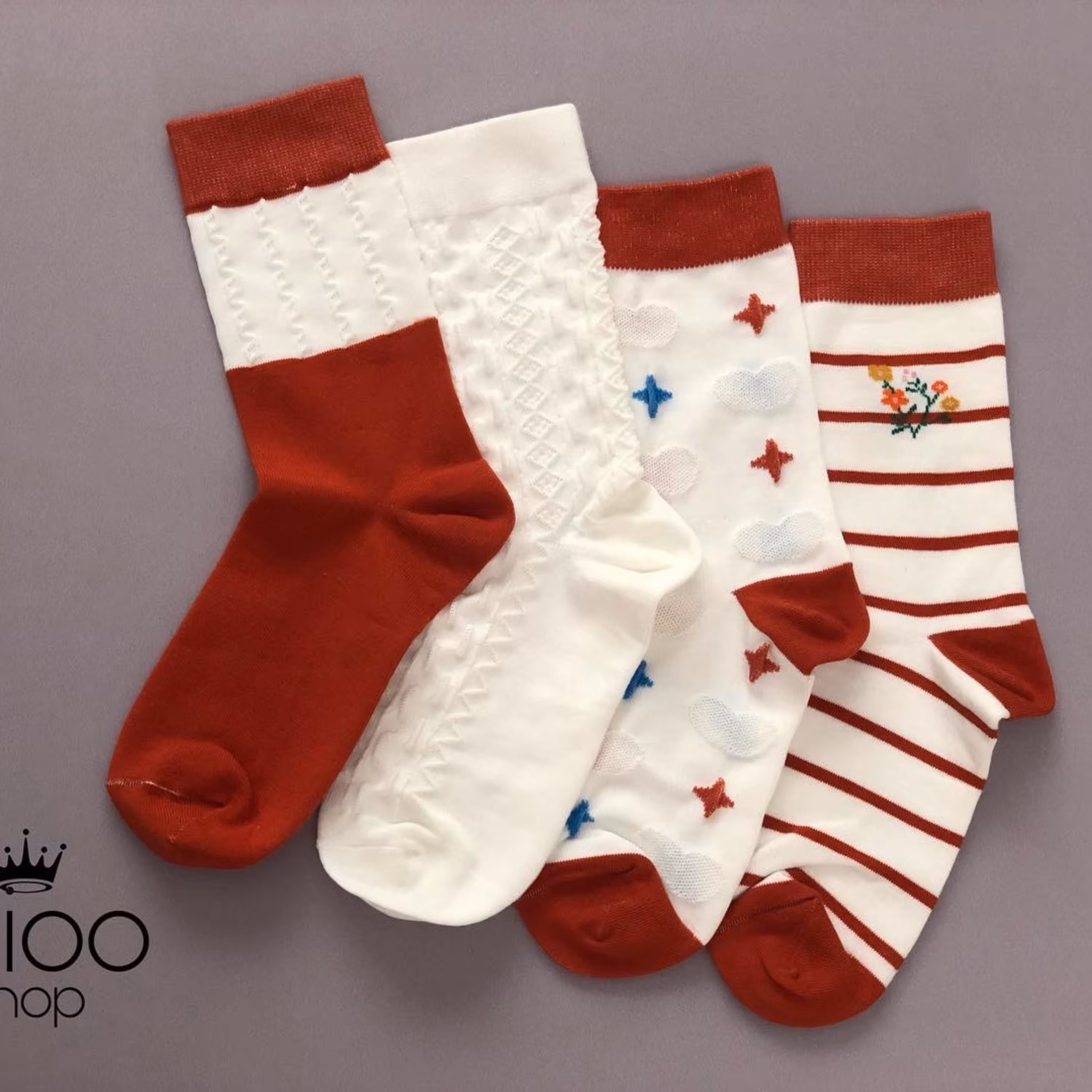 جوراب ساق بلند طرح پاییز فری سایز جنس نخ پنبه