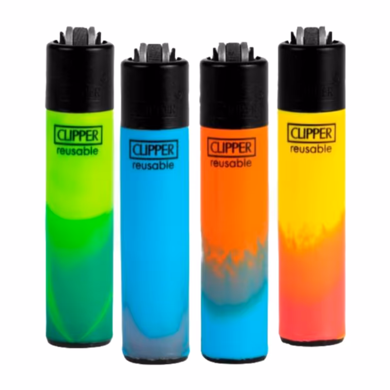 فندک کلیپر سایز کوچک مجموعه 4 عددی طرح دو رنگ