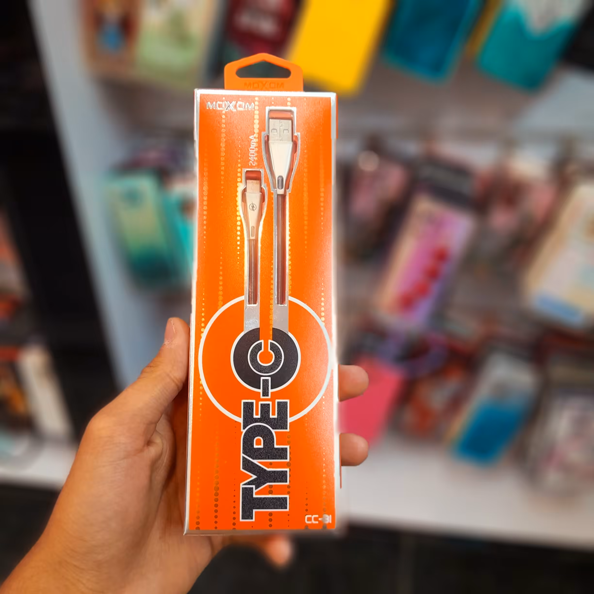 کابل شارژ تایپ سی، کابل شارژ Type-C، موکسوم moxom، کیفیت عالی و روکش فلزی