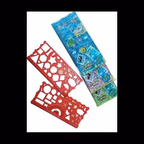 خط کش ژله ای (شابلون اشکال) دو تیکه 20 سانت بسته  12 عددی