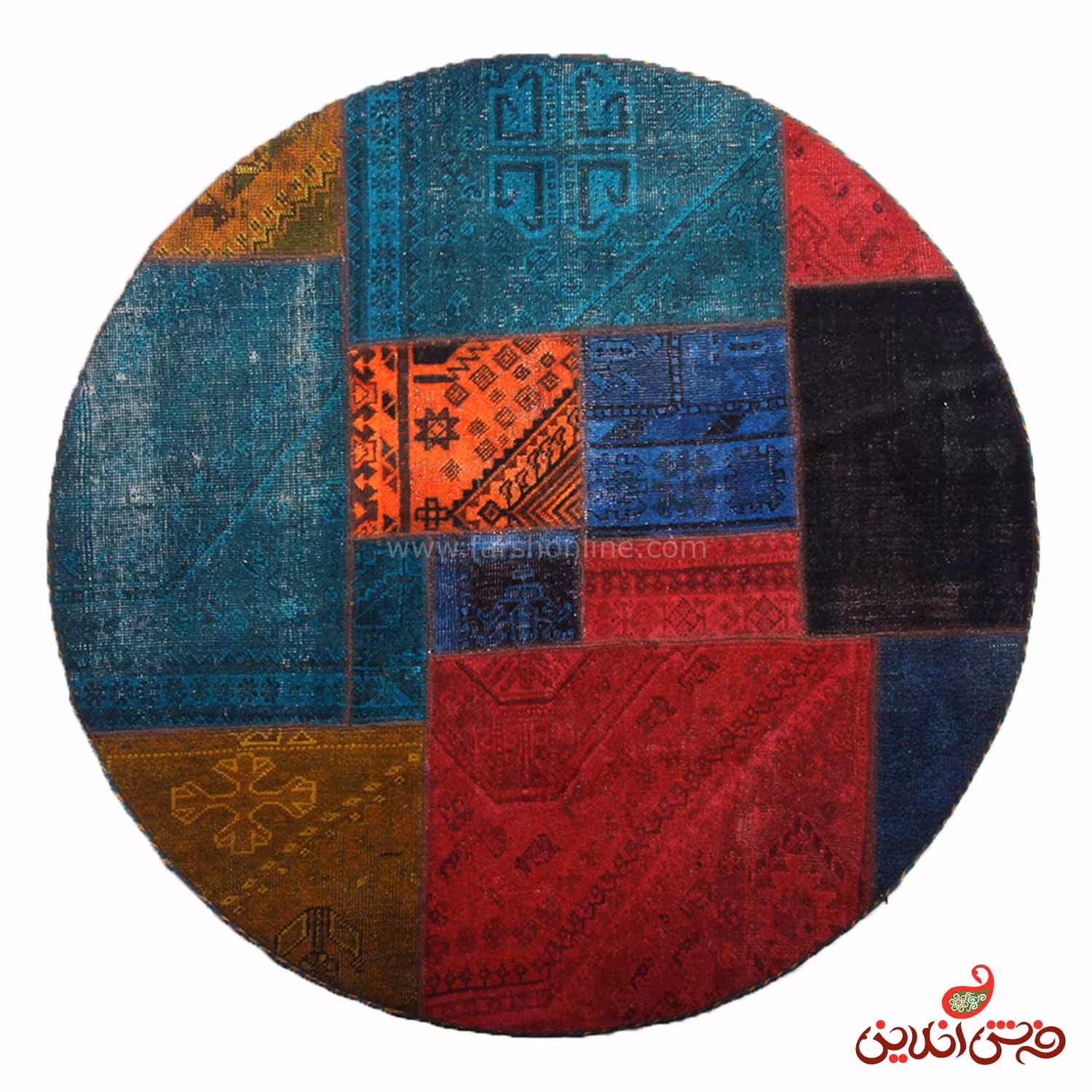 فرش گرد دستباف کلاژ کد 5076