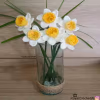 دسته گل نرگس بافتنی