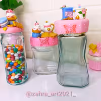 شیشه حبوبات فانتزی جنس بدنه شیشه جنس درب خمیر پلیمری ضداب شده