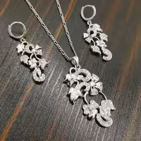 نیم ست نقره تایلندی با آبکاری طلا سفید (رودیوم)