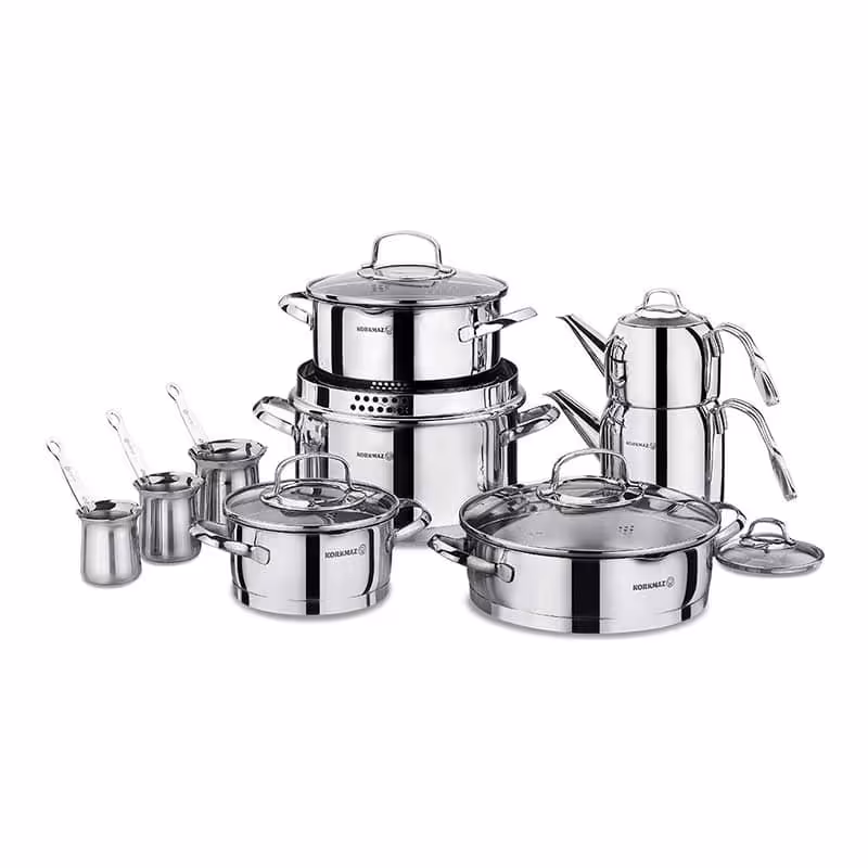 سرویس قابلمه و کتری و قوری استیل کرکماز Steama A1702