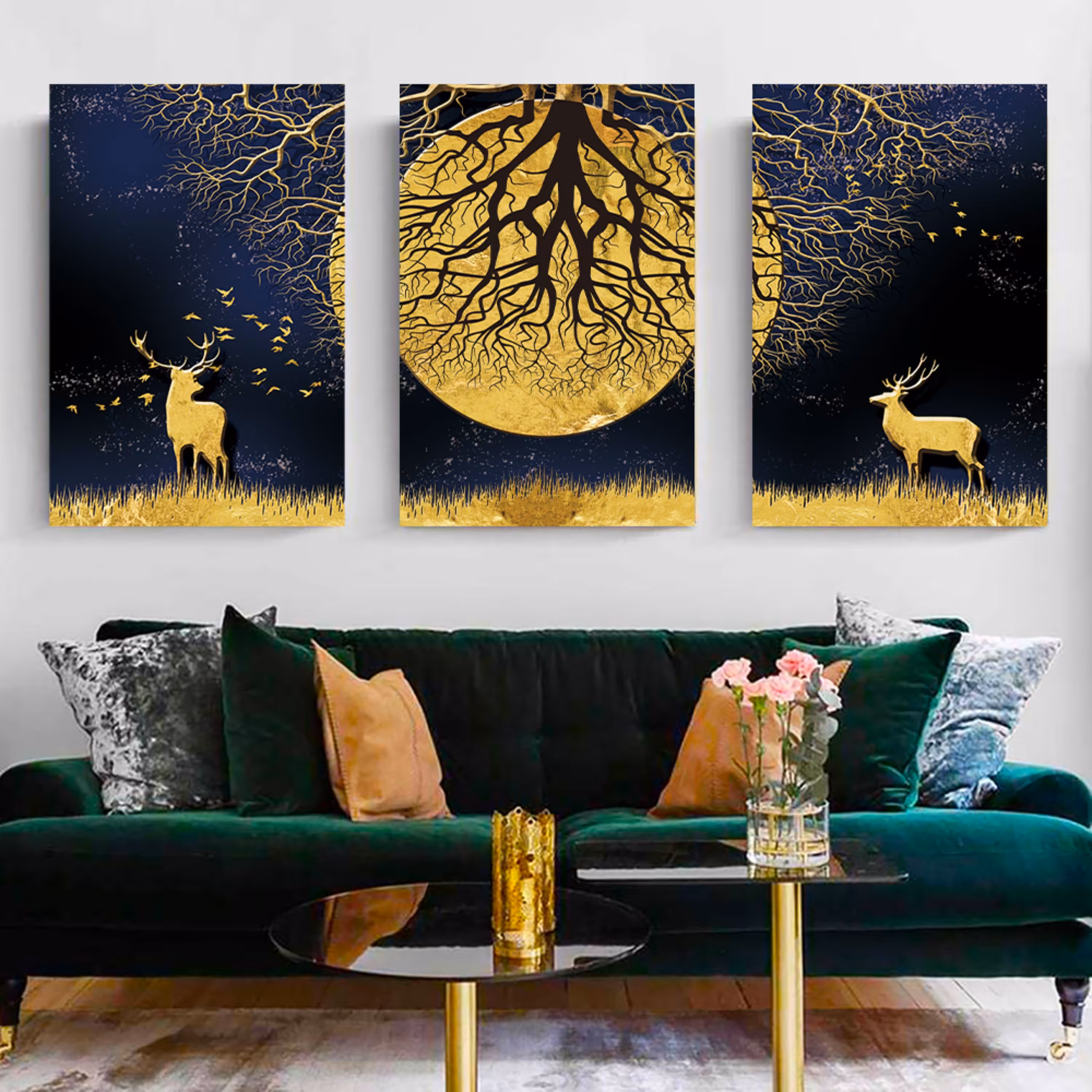 تابلو گوزن طلایی 3 عددی کد 1014