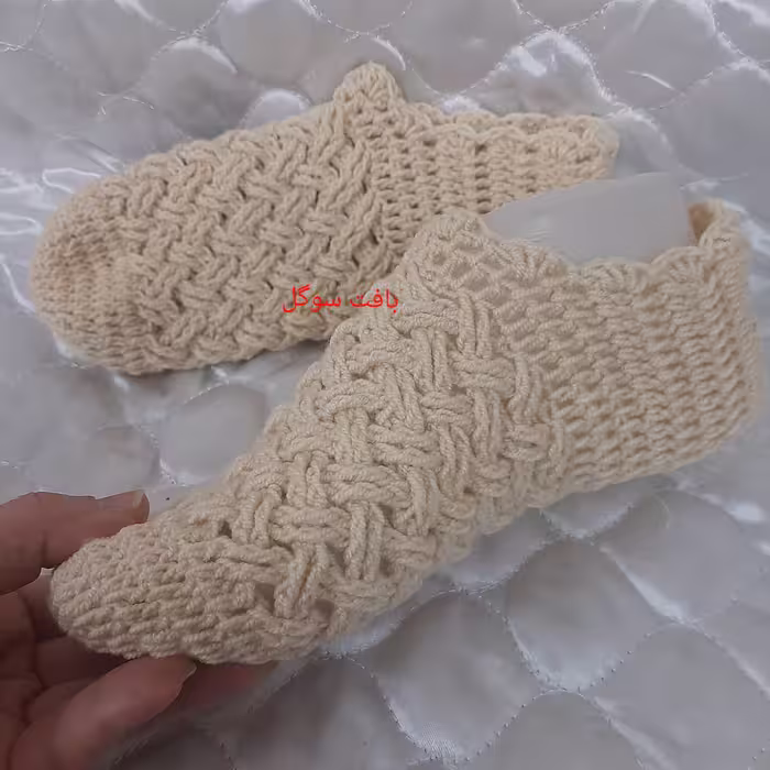 پاپوش بافتنی مدل حصیری کرم رنگ سایز 38 و39 