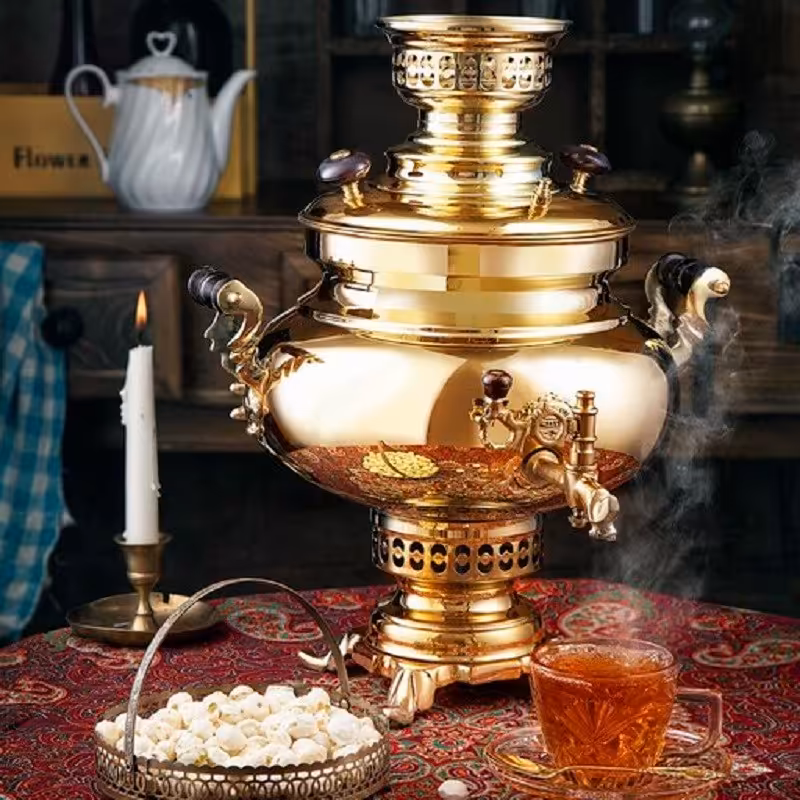 سماور ذغالی عالی نسب مدل زرینه 5 لیتری 