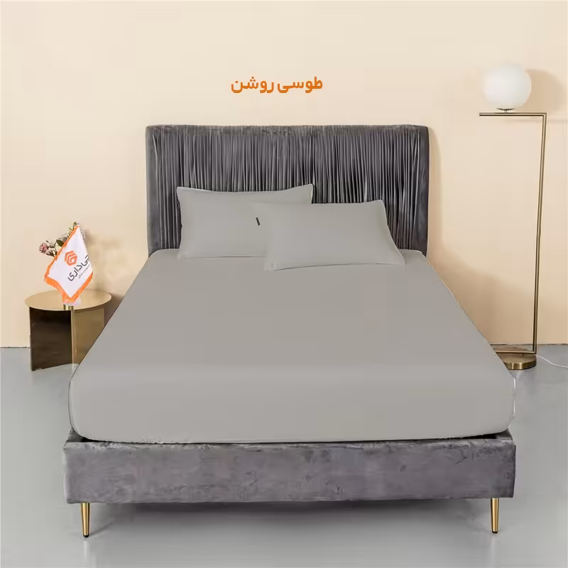 سرویس ملحفه چیداری مدل میکرو دو نفره سه تکه 180در200 رنگ طوسی روشن