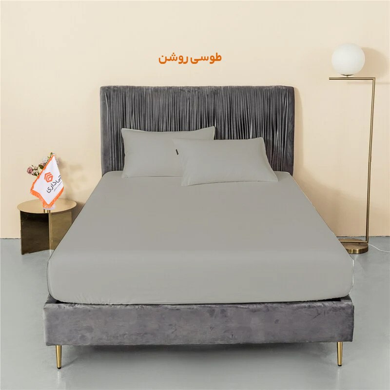 سرویس ملحفه چیداری مدل میکرو دو نفره سه تکه 180در200 رنگ طوسی روشن
