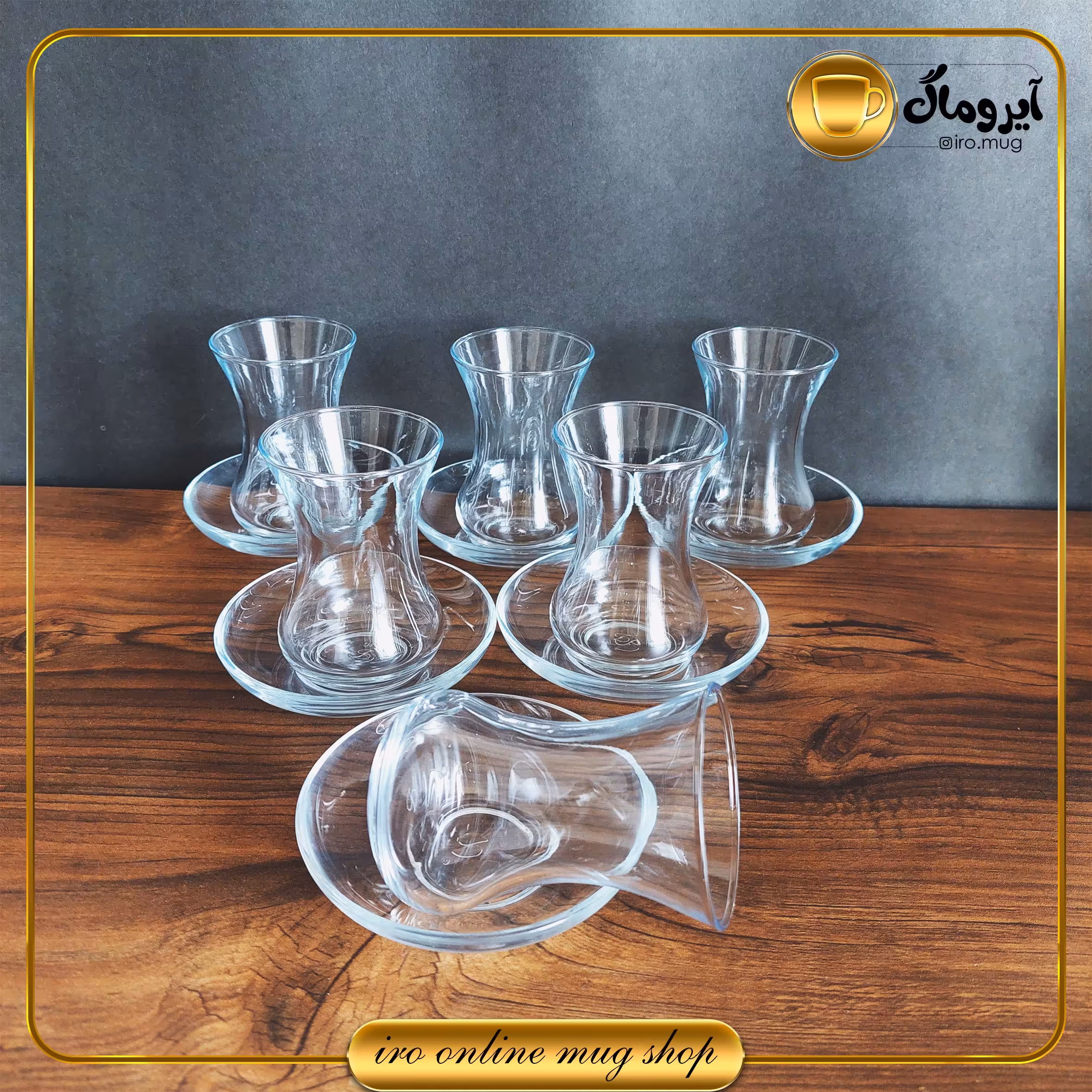 ست پذیرایی کپ و زیر کپ 6 نفره کمر باریک ترک ساده 12 پارچ 