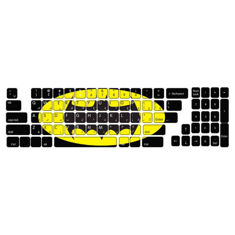 برچسب حروف فارسی کیبورد طرح بتمن کد 103