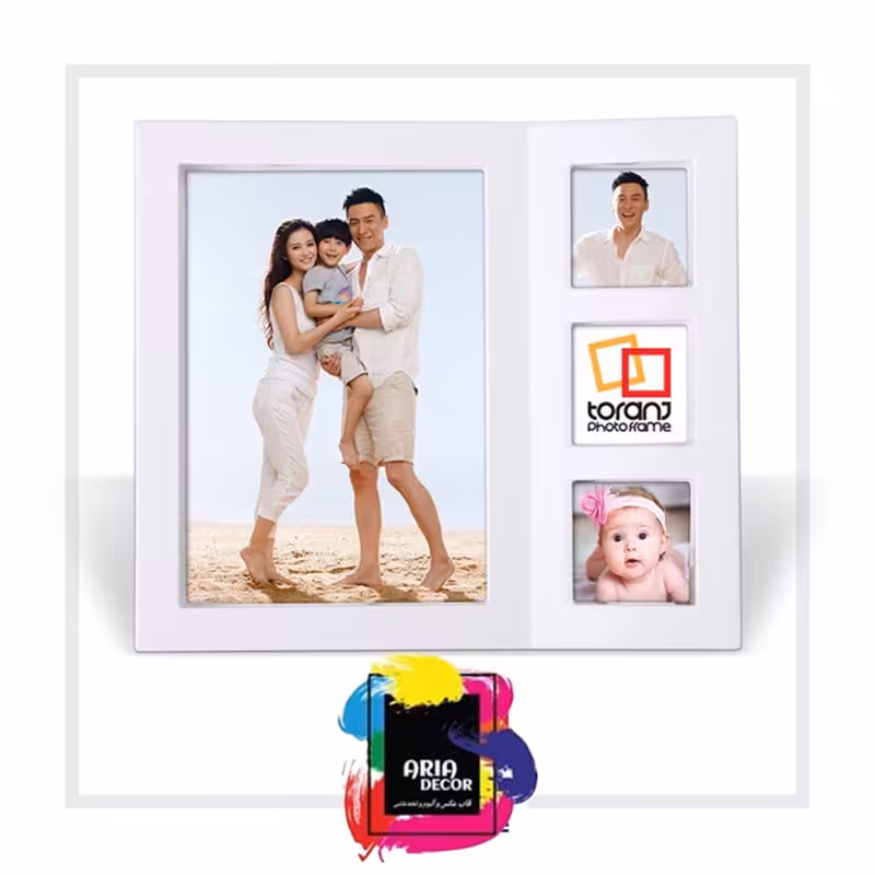 قاب خانواده سفید مدل چهار عکس سایز عکس ها 18در13 و 4در3 