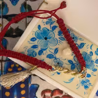 دستبند بافت ساده  و زنجیر کارتیر 