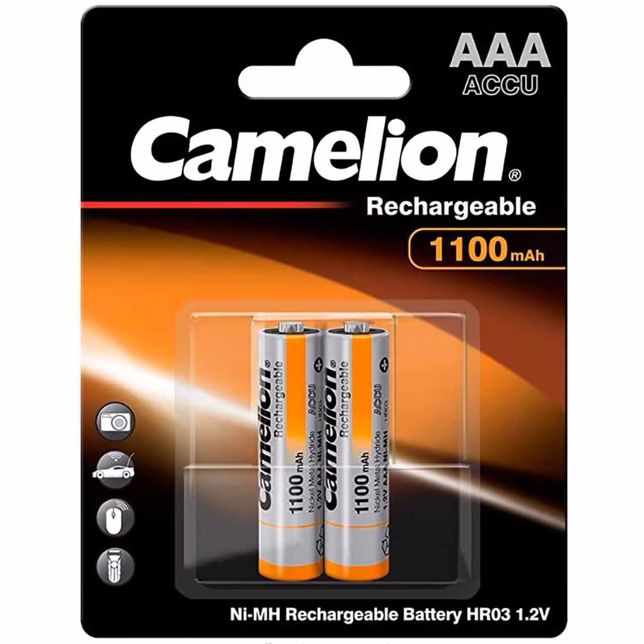 باتری نیم قلمی قابل شارژ کملیون مدل 1100 HR03 بسته 2 عددی