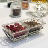 اردوخوری شیشه ای مربع 2خانه لیمون